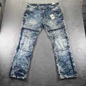 Trestles Supply Jeans Mens 40x34 Blue Cotton Denim Straight Acid Wash Biker